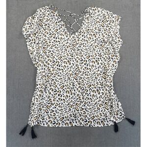 Palisades Beach Club Sheer Leopard Print Swim Cover Up Womens M L Summer Resort
